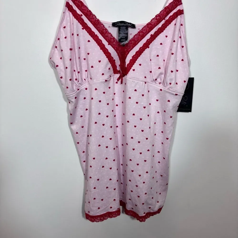 Rene Rofe light pink heart camisole sleepwear babydoll Y2K NWT NEW size large